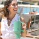EcoLife Ανοξείδωτο Ποτήρι Θερμός με Καλαμάκι 2Handles Lid Tumbler 900ml Green Tea