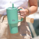 EcoLife Ανοξείδωτο Ποτήρι Θερμός με Καλαμάκι 2Handles Lid Tumbler 900ml Green Tea