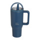 EcoLife Ανοξείδωτο Ποτήρι Θερμός με Καλαμάκι 2Handles Lid Tumbler 900ml Blue Marine
