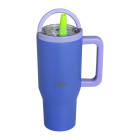 EcoLife Ανοξείδωτο Ποτήρι Θερμός με Καλαμάκι 2Handles Lid Tumbler 900ml Blue Purple