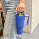 EcoLife Ανοξείδωτο Ποτήρι Θερμός με Καλαμάκι 2Handles Lid Tumbler 900ml Blue Purple