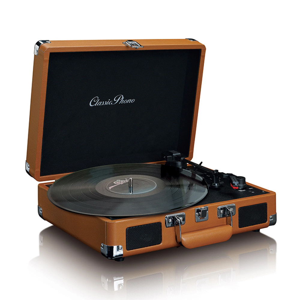 Lenco Classic Phono TT-10BN Πικάπ με ενσωματωμένα ηχεία 3W και βαλίτσα μεταφοράς (Καφέ)