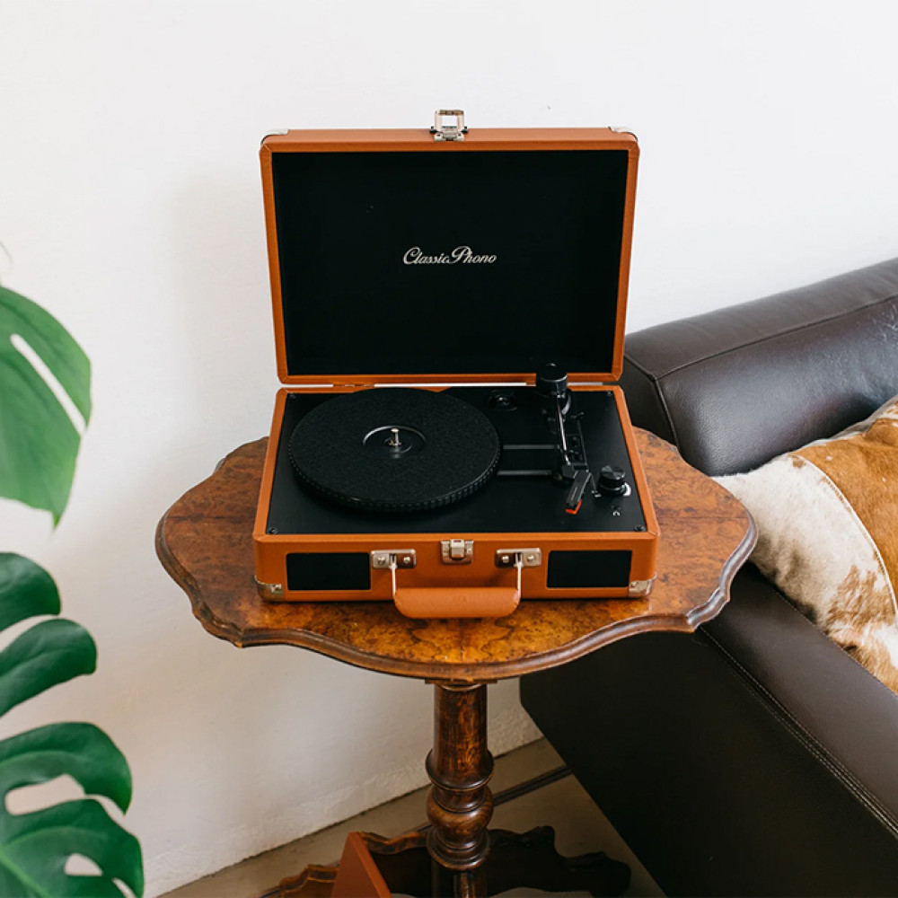 Lenco Classic Phono TT-10BN Πικάπ με ενσωματωμένα ηχεία 3W και βαλίτσα μεταφοράς (Καφέ)