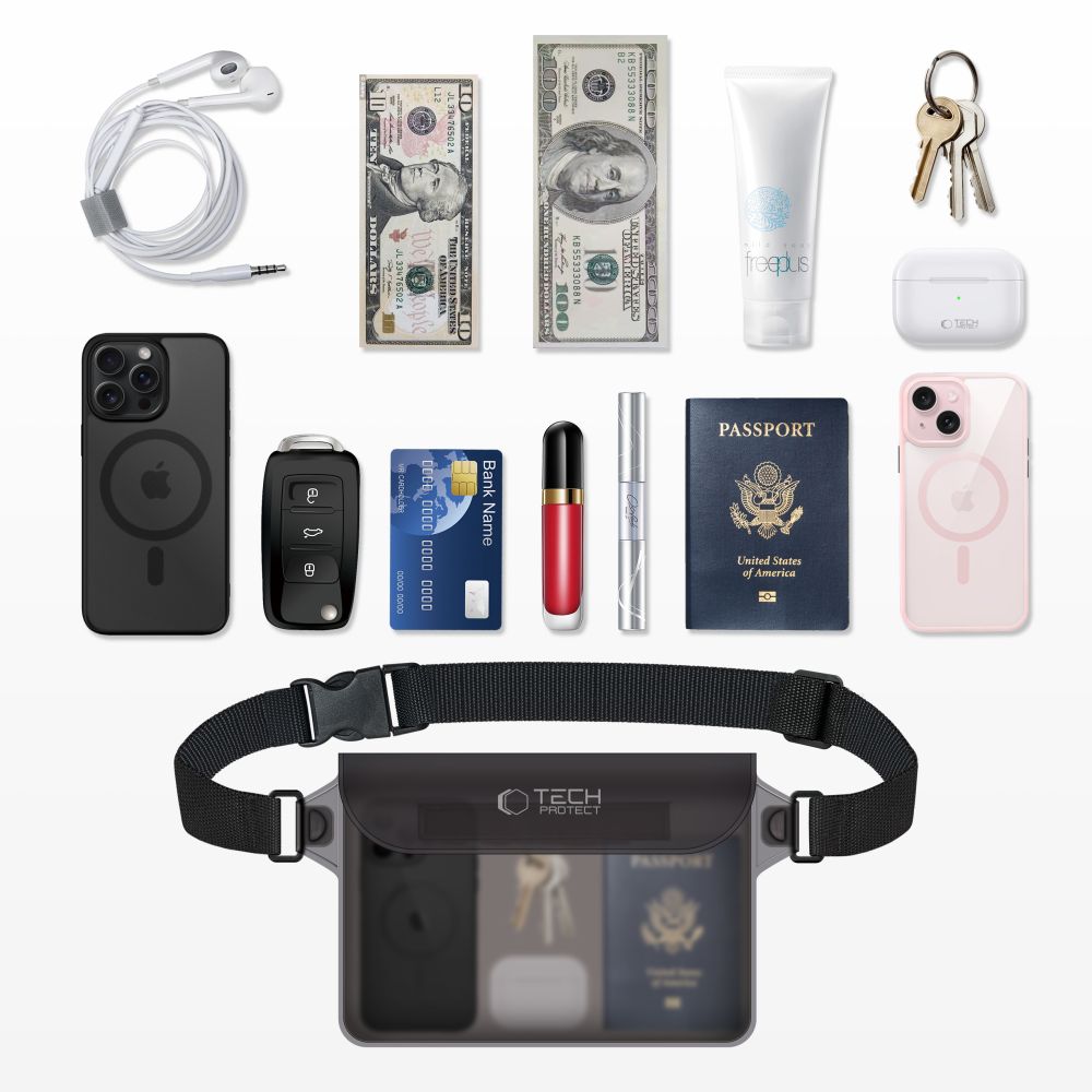 Tech-Protect UWP10 Universal Waterproof Pouch Αδιάβροχο Τσαντάκι Μέσης (Γκρι)