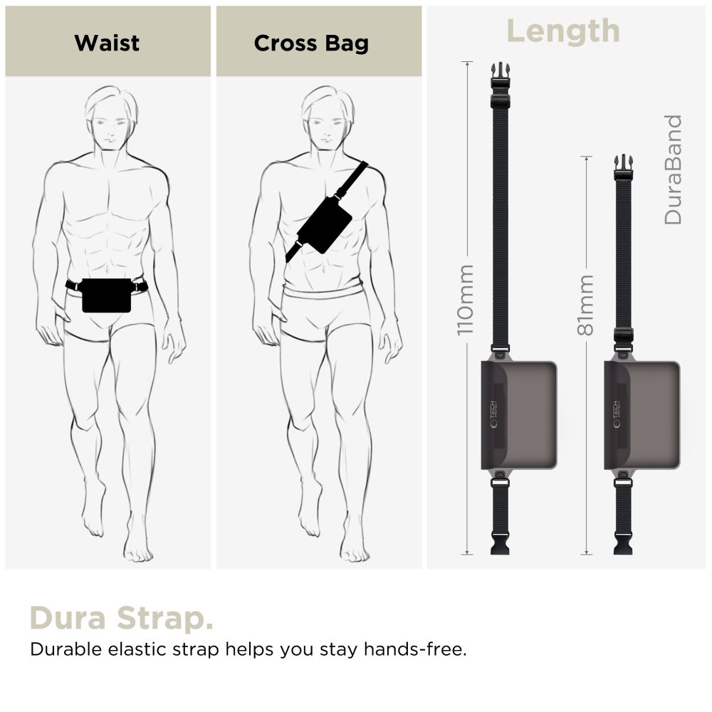 Tech-Protect UWP10 Universal Waterproof Pouch Αδιάβροχο Τσαντάκι Μέσης (Γκρι)