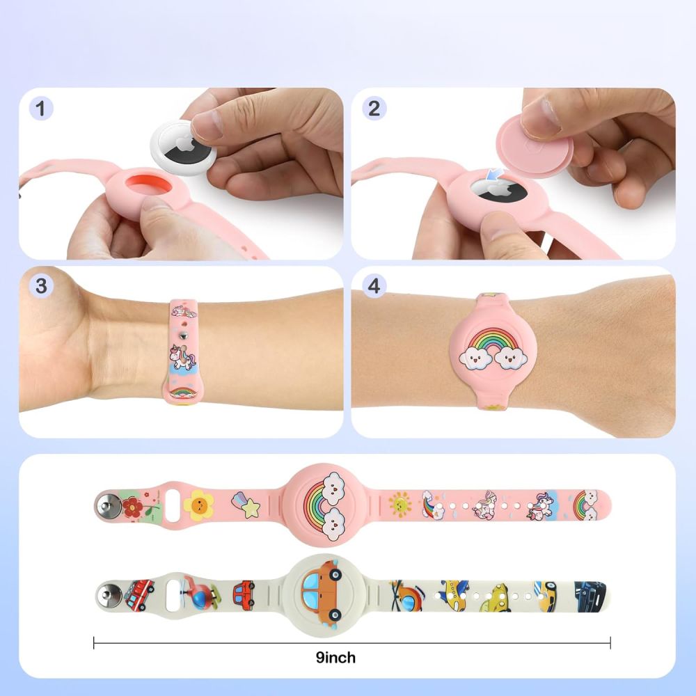 Tech-Protect Smooth For Kids Θήκες Καρπού Σιλικόνης για AirTag (2 τμχ)