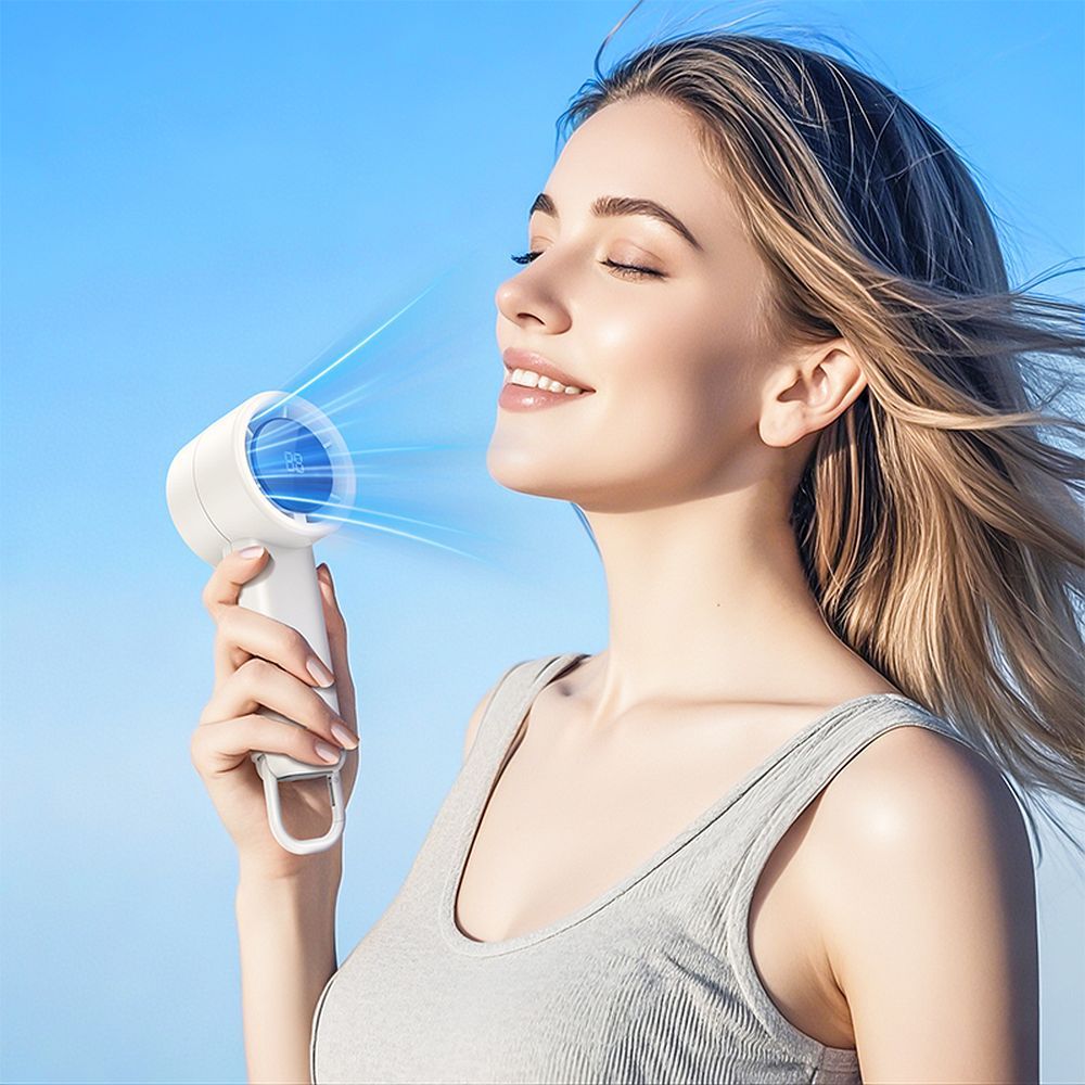 Hoco HX63 high speed Επαναφορτιζόμενο Ανεμιστηράκι Χειρός (Λευκό)