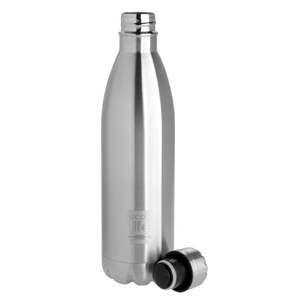 EcoLife Μεταλλικό Μπουκάλι Θερμός Silver 750ml
