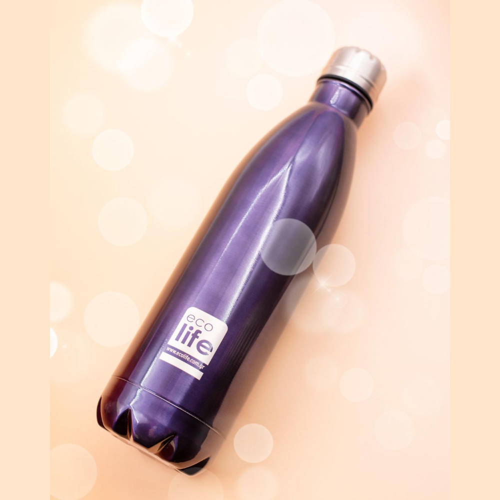 EcoLife Μεταλλικό Μπουκάλι Θερμός Purple 750ml