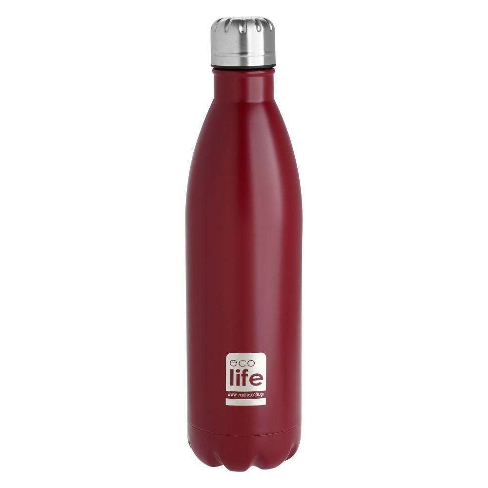 EcoLife Μεταλλικό Μπουκάλι Θερμός Red (Matte) 750ml