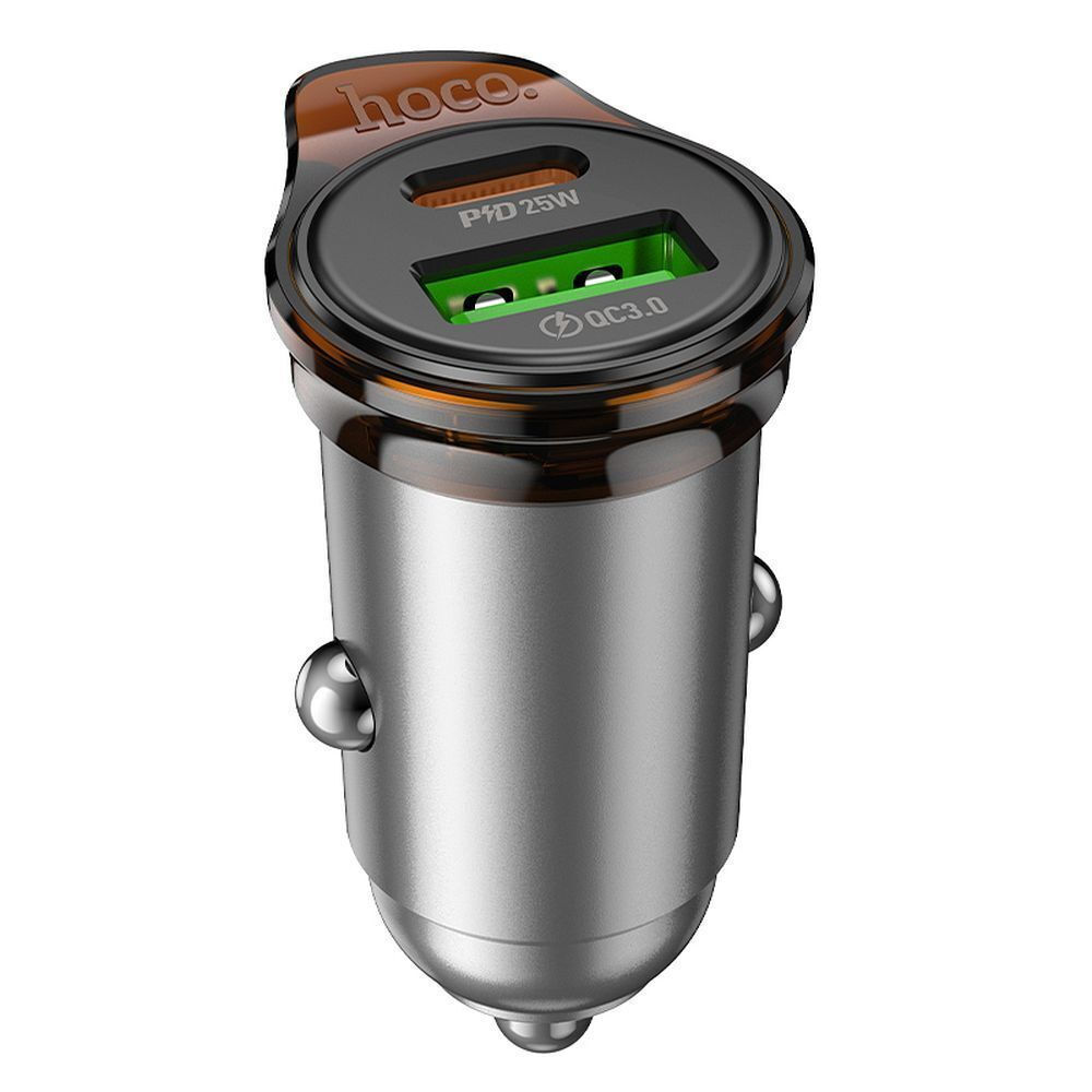 Hoco NZ16A Φορτιστής αυτοκινήτου USB A + USB C QC3.0 PD 3A 43W + καλώδιο USB C σε Lightning (Gray)