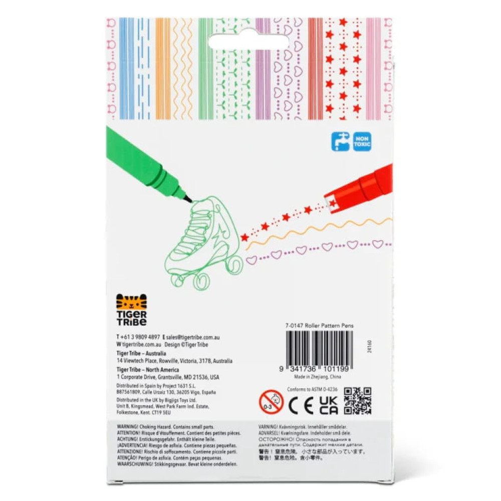 Tiger Tribe Σετ Μαρκαδόρων Roller Pattern (6τμχ)