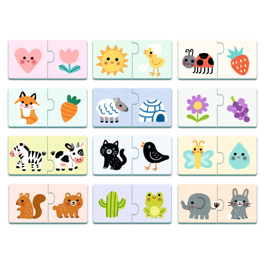 Djeco 12 Παζλ με 2 Κομμάτια Μαθαίνω τα Χρώματα