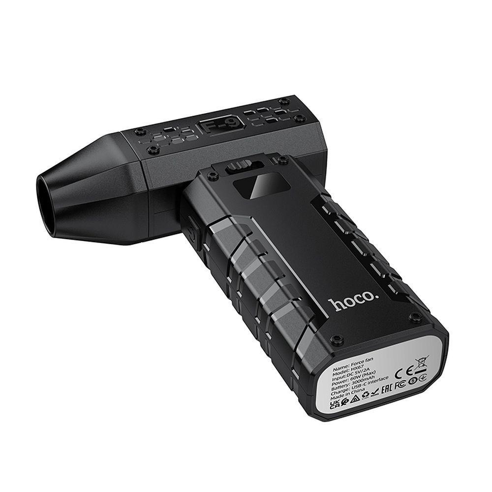 Hoco HX67 80000 RPM Ultra-High Speed Επαναφορτιζόμενο Ανεμιστηράκι Χειρός (Μαύρο)