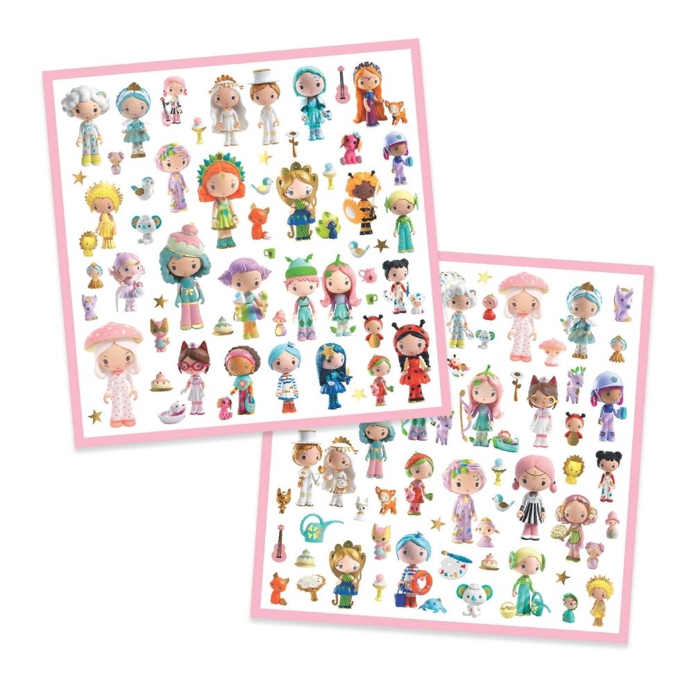 Djeco 160 Αυτοκόλλητα με Mεταλλικό Eφέ σε 4 Kαρτέλες "Ο Kόσμος των Tinyly"