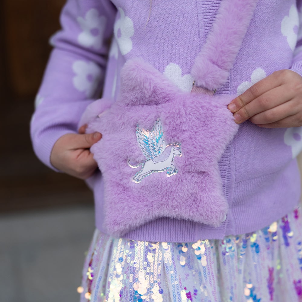 Great Pretenders Γούνινο Τσαντάκι Λιλά σε Σχήμα Αστέρι "Φτερωτός Μονόκερος"