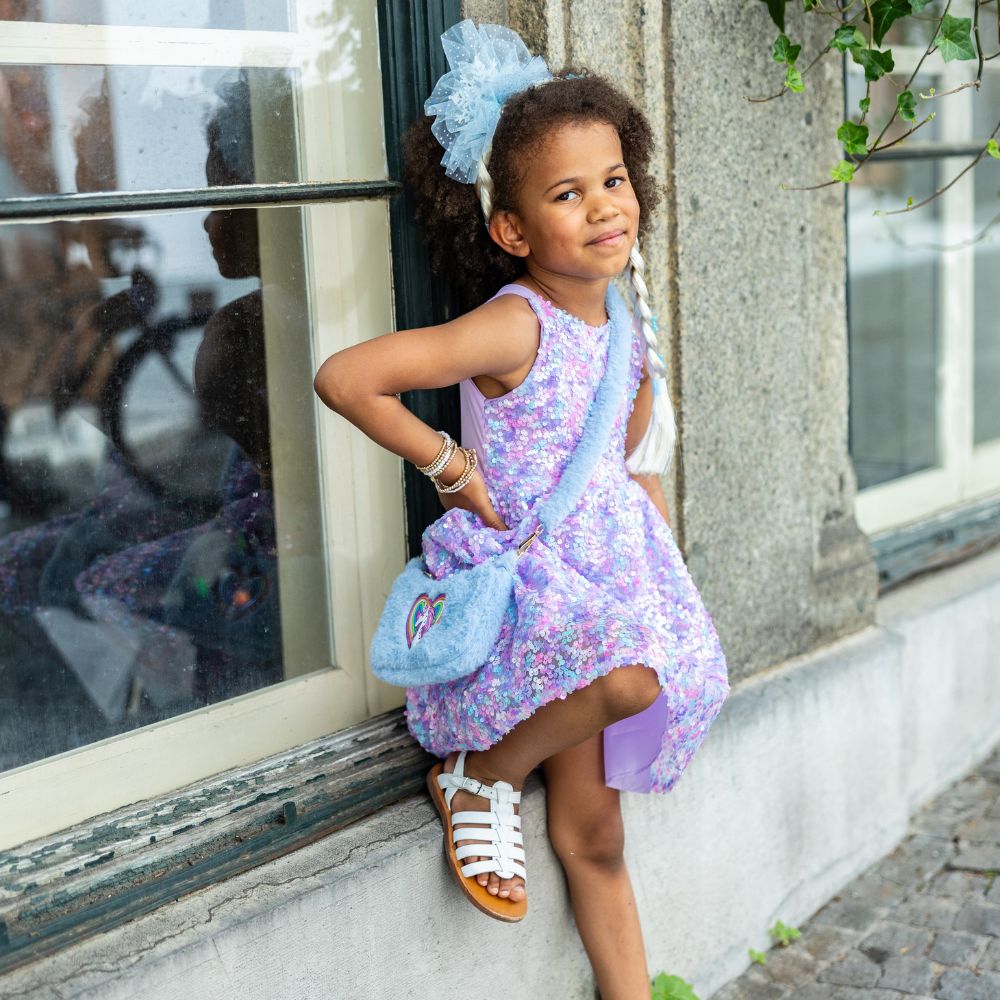 Great Pretenders Γούνινο Τσαντάκι Γαλάζιο "Ουράνιο Τόξο-Μονόκερος"