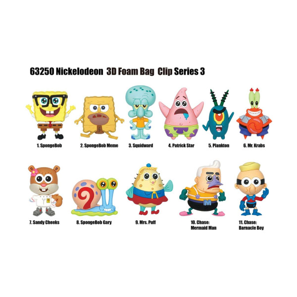 Φιγούρα Μπρελόκ Monogram Nickelodeon: SpongeBob SquarePants 3D Foam Bag Clip Series 3