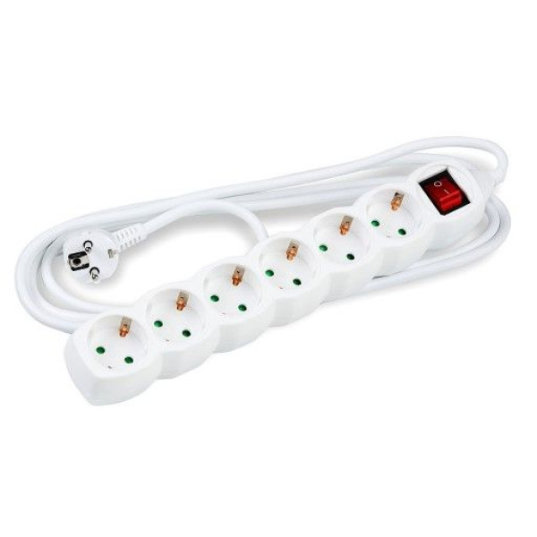 Technik Πολύπριζο 6 θέσεων 3x1,5mm με Διακόπτη 3m (Λευκό)