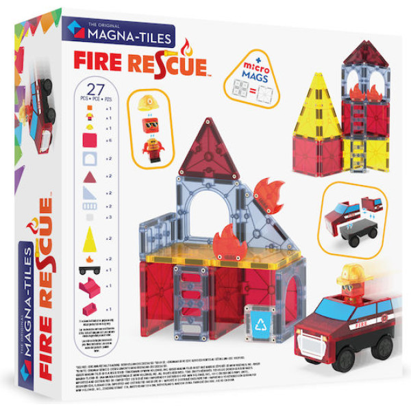 Magna-Tiles Μαγνητικό Παιχνίδι 27 Κομματιών Fire Rescue