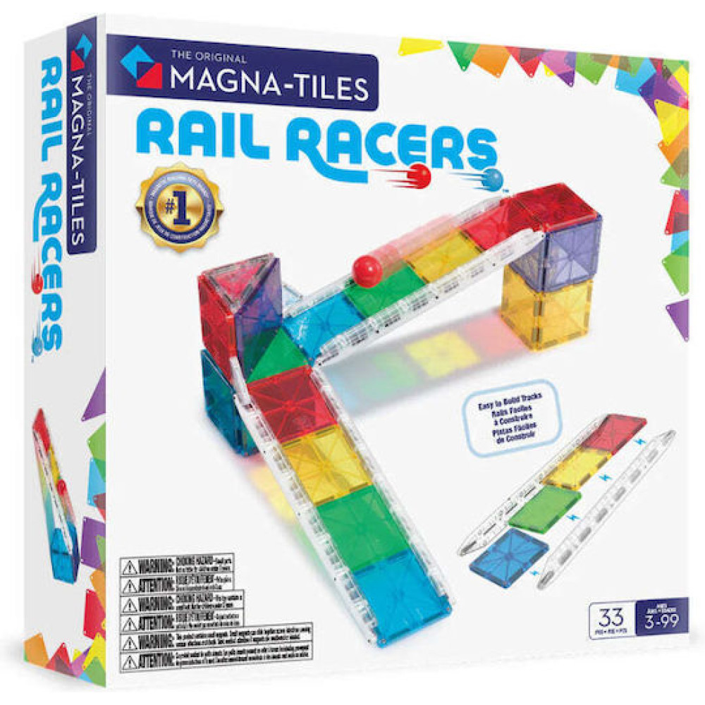 Magna-Tiles Μαγνητικό Παιχνίδι 33 Κομματιών Rail Racers