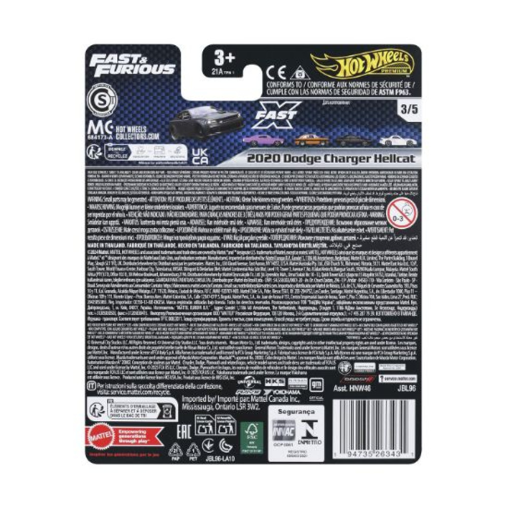 Mattel Hot Wheels Premium: Fast & Furious - 2020 Dodge Charger Hellcat (JBL96)