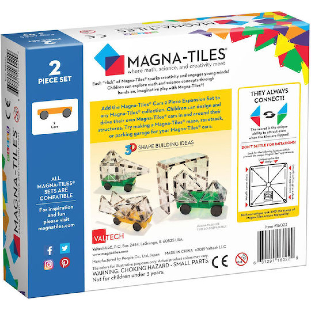 Magna-Tiles Μαγνητικό Παιχνίδι 2 κομματιών Car Expansion (Πράσινο Κίτρινο)
