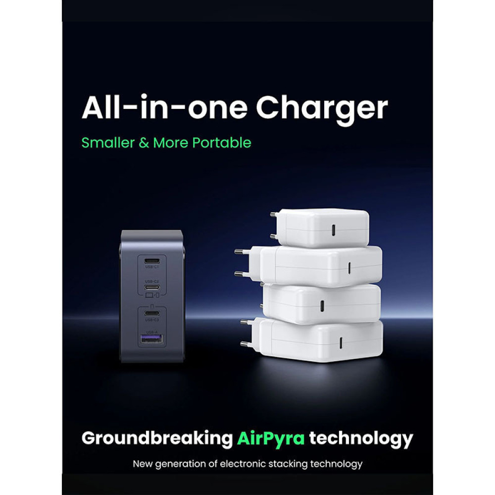 Ugreen X570/45575 φορτιστής 4 Θέσεων GaN PD 140W (Γκρι)