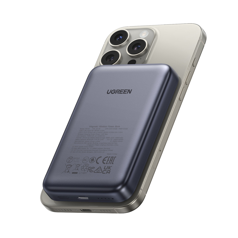 Ugreen PB763/55135B Power Bank 10000mAh PD 20W Qi2 , με Ασύρματη Φόρτιση Magnetic (Μαύρο)