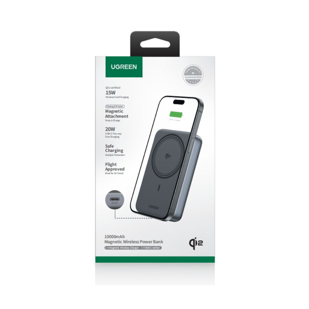 Ugreen PB763/55135B Power Bank 10000mAh PD 20W Qi2 , με Ασύρματη Φόρτιση Magnetic (Μαύρο)