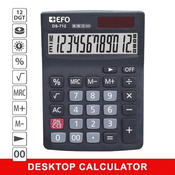+EFO VSCLT0002 Αριθμομηχανή DS-712 12 Ψηφίων 10x14cm