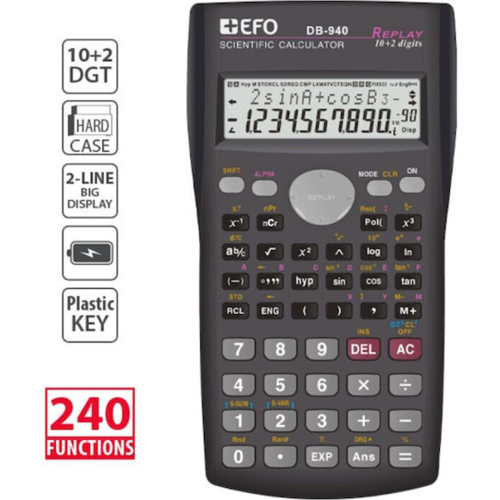 +EFO Επιστημονική Αριθμομηχανή DB-940 240 Λειτουργίες 9x16cm