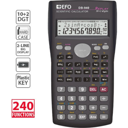 +EFO Επιστημονική Αριθμομηχανή DB-940 240 Λειτουργίες 9x16cm
