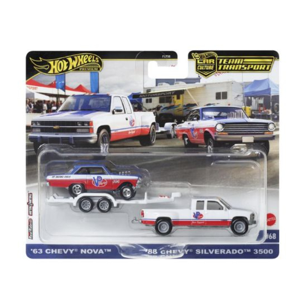 Mattel Hot Wheels Premium Car Culture Team Transport - '63 Chevy Nova '88 Chevy Silverado 3500 VP Racing (HRV42)