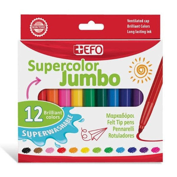+EFO Μαρκαδόροι Supercolor Jumbo 12τεμ