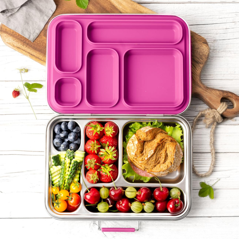 Lekkabox Grande Ανοξείδωτο Φαγητοδοχείο με 5 χωρίσματα (Berry)