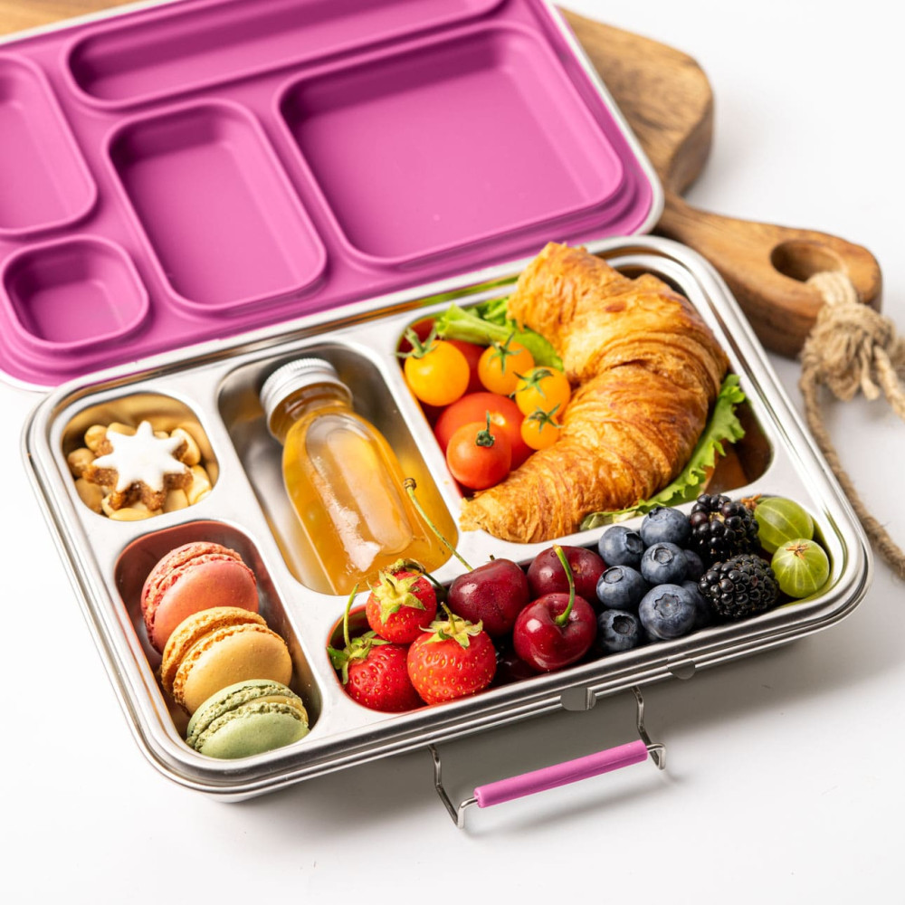 Lekkabox Grande Ανοξείδωτο Φαγητοδοχείο με 5 χωρίσματα (Berry)