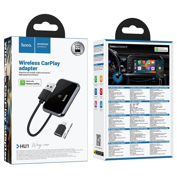 Hoco HU1 Wireless CarPlay Adapter USB A / USB C HU1