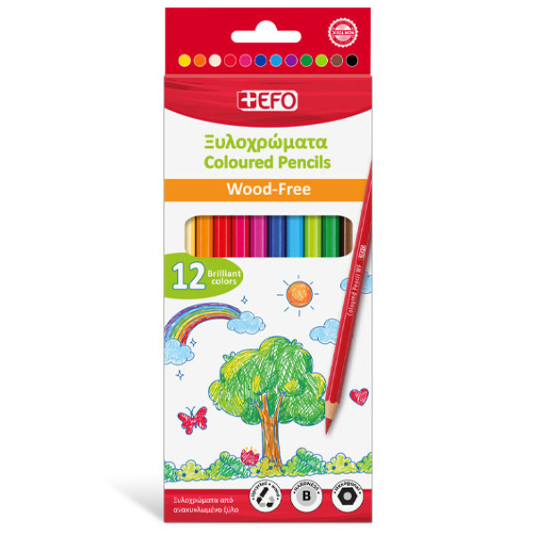 +Efo Ξυλομπογιές Wood Free 12 Χρώματα