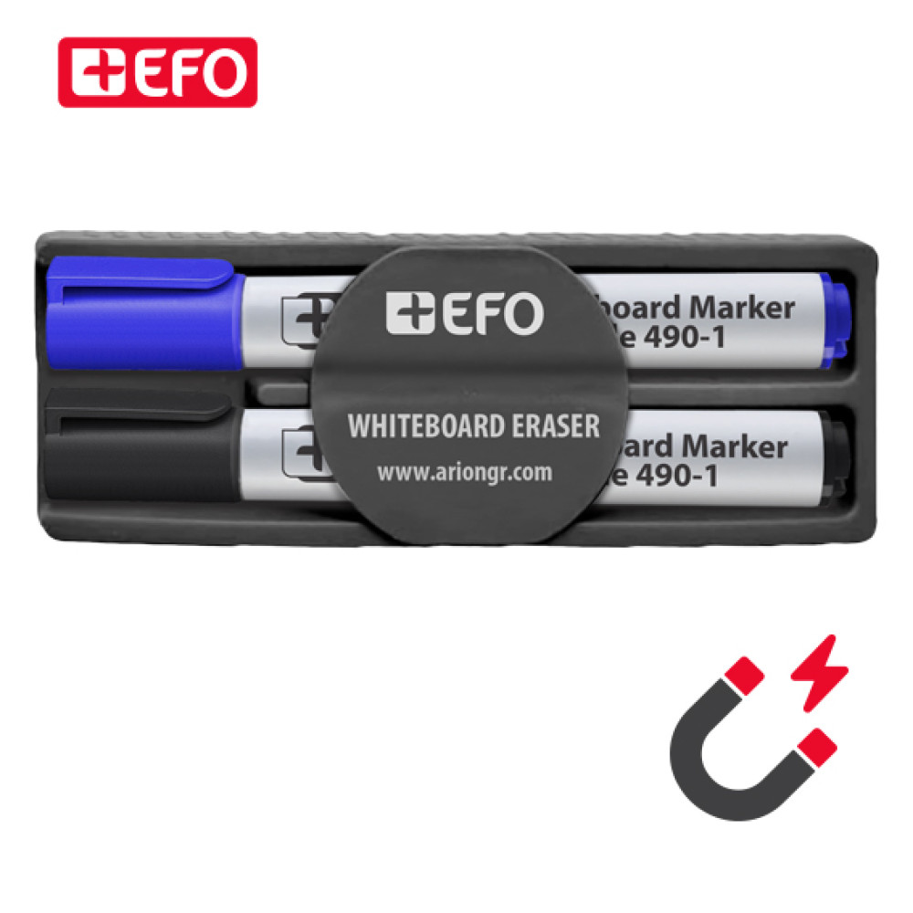 +EFO Σπόγγος Λευκού πίνακα +2 Μαρκαδόροι 490 (Μαύρο/Μπλε)