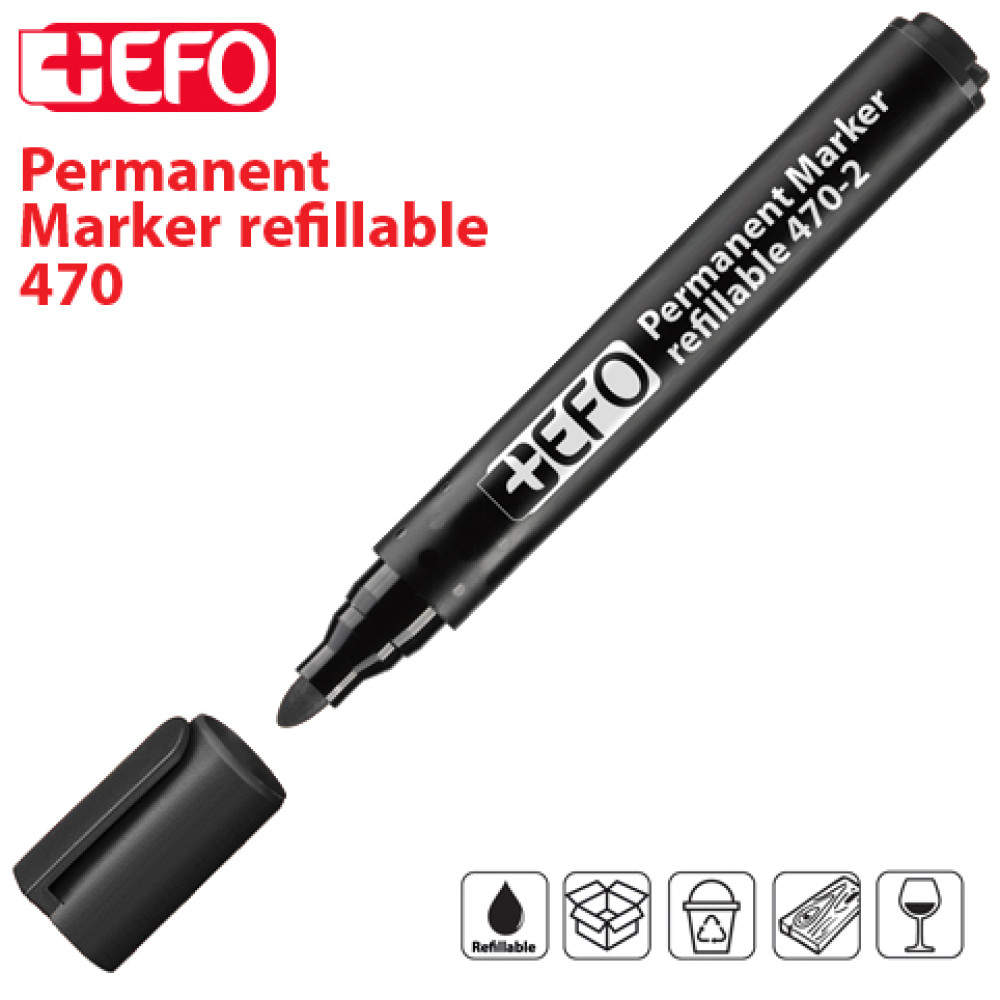 +EFO Μαρκαδόρος Ανεξίτηλος 470-2 F Μαύρο