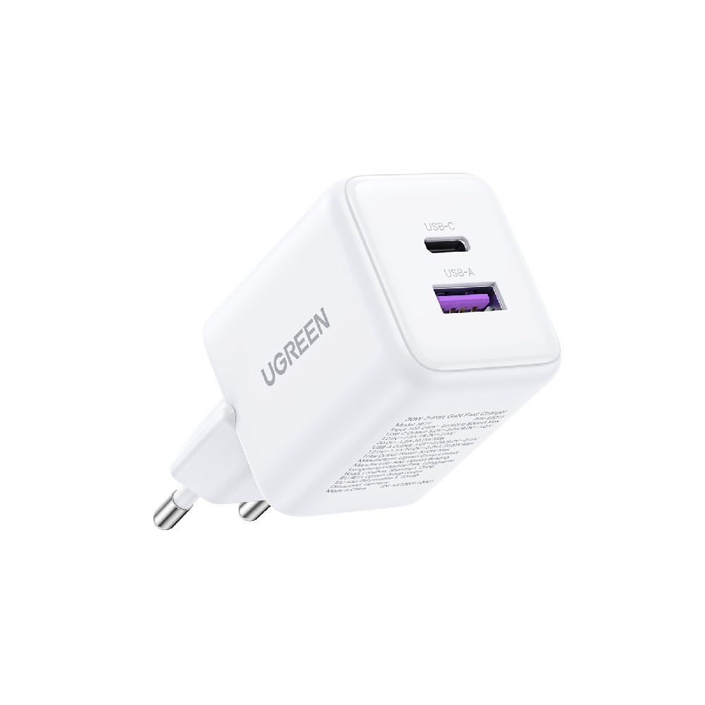 UGreen X516/65015 φορτιστής 30W GaN PD, 1xUSB-A, 1xUSB-C (Λευκό)