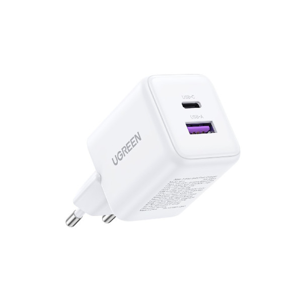 UGreen X516/65015 φορτιστής 30W GaN PD, 1xUSB-A, 1xUSB-C (Λευκό)