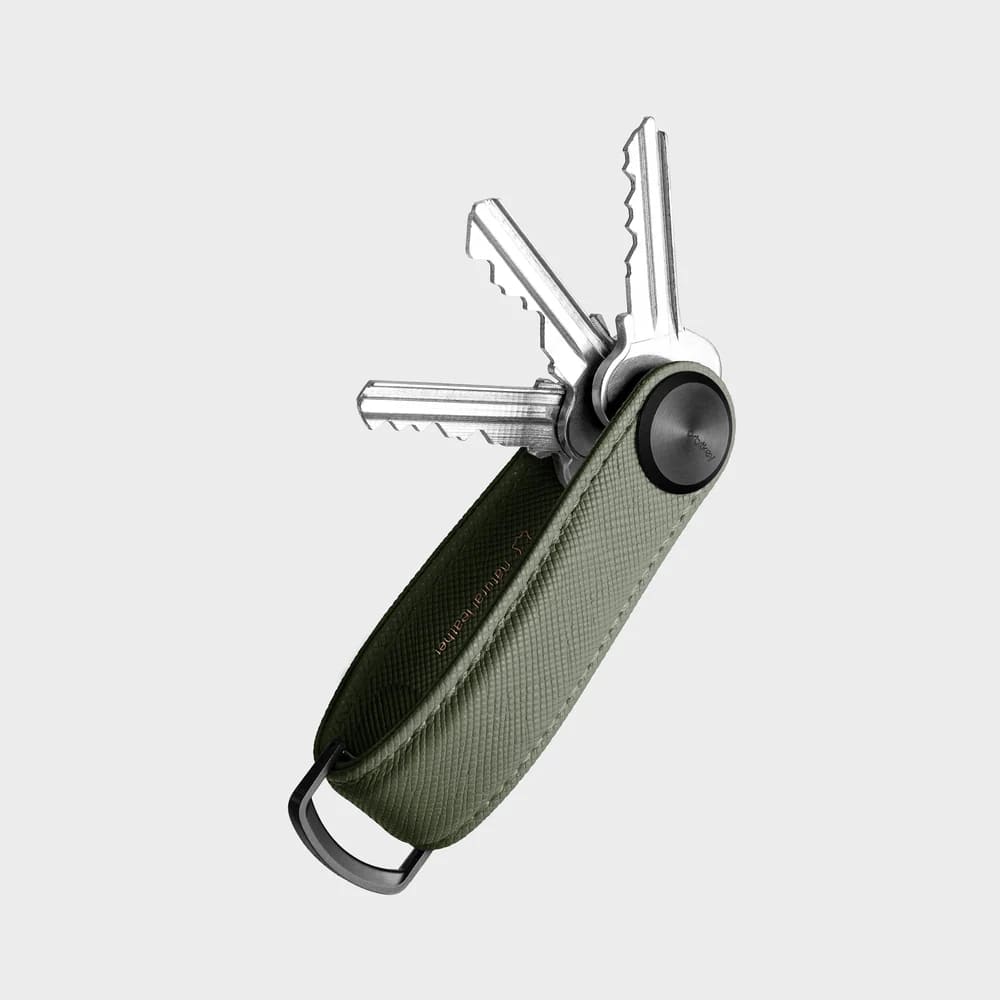 OrbitKey Key Organiser Pro Saffiano Leather Κλειδοθήκη Μπρελόκ (Olive)