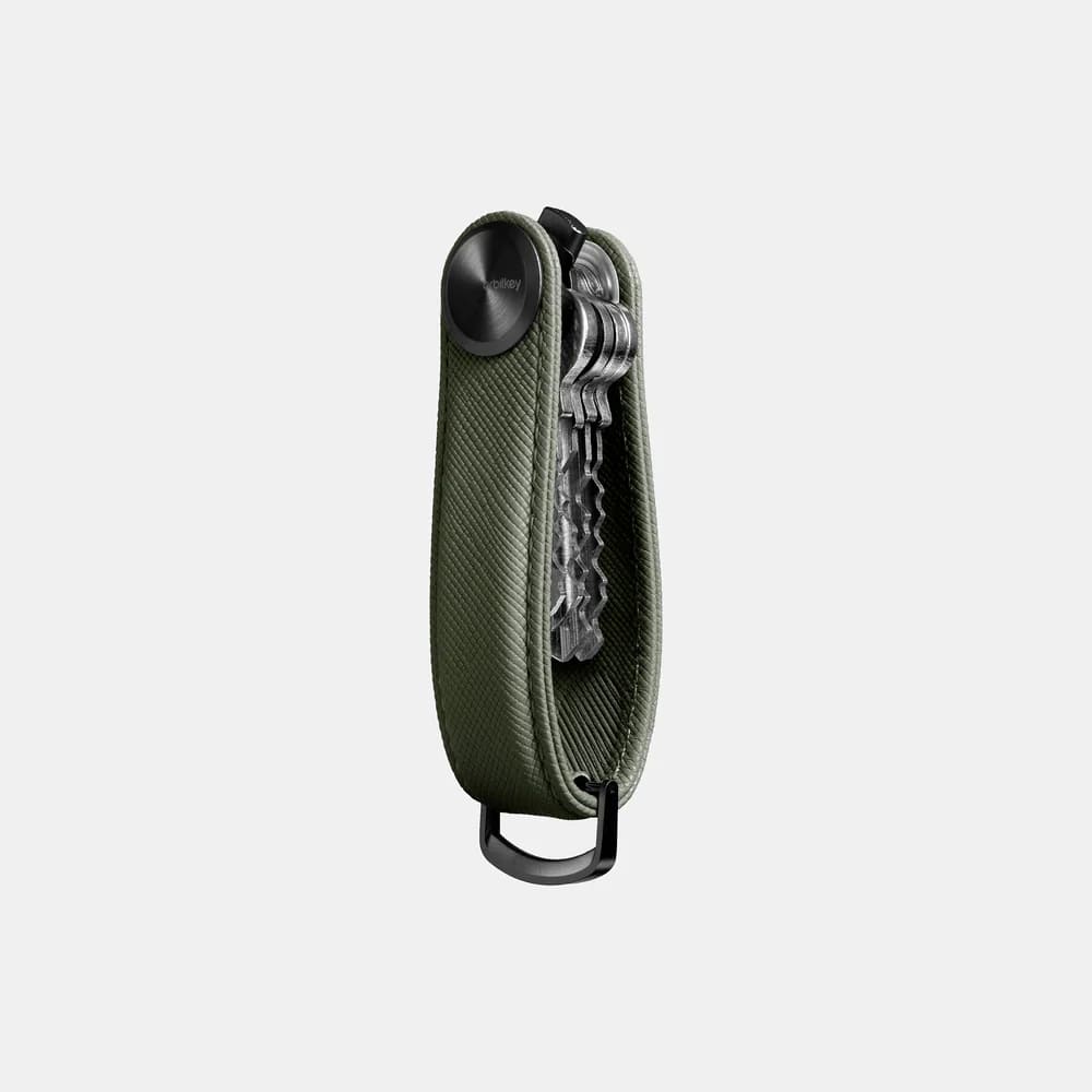 OrbitKey Key Organiser Pro Saffiano Leather Κλειδοθήκη Μπρελόκ (Olive)