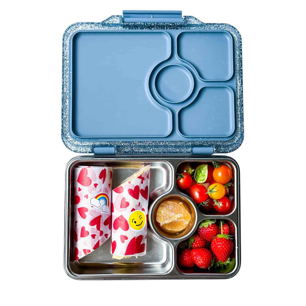Yumbox Prêt Ανοξείδωτο Φαγητοδοχείο με 4 χωρίσματα (Paris Blue Glitter)