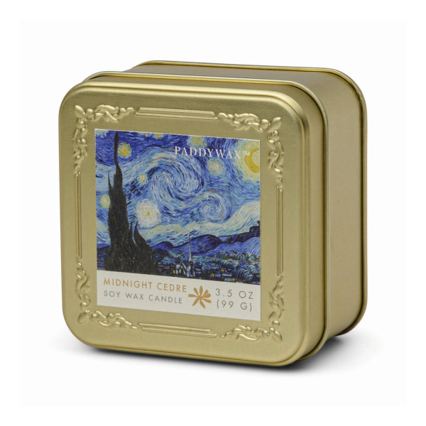 Van Gogh 'The Starry Night' Κερί σε μεταλλικό δοχείο Midnight Cedre, Impressionist - Paddywax