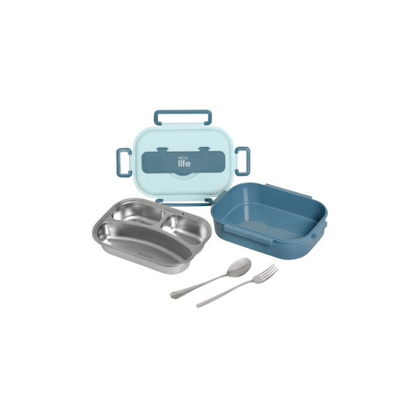 EcoLife Φαγητοδοχείο 1Lt 3 Θέσεων Γαλάζιο