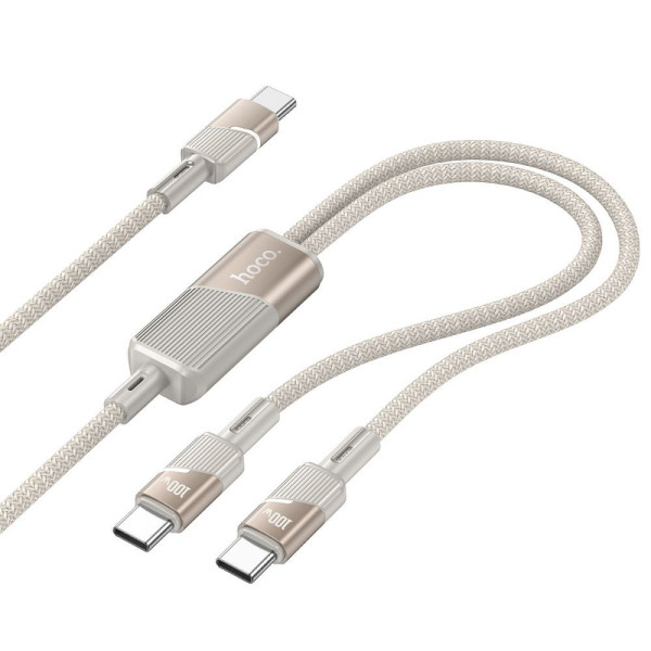 Καλώδιο Φόρτισης Hoco U139 1 USB-C σε 2xUSB-C 5A 100W 1.2 m (Χρυσό)