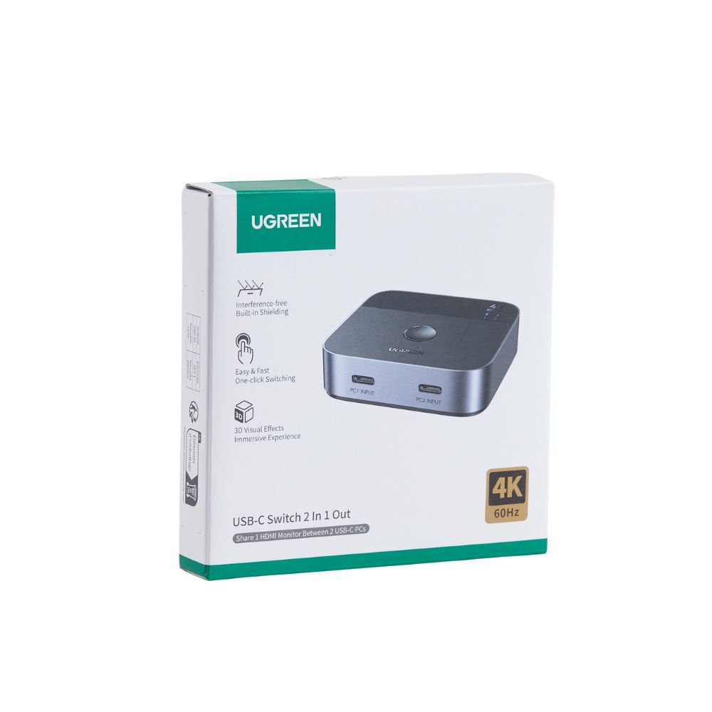 UGreen AW502/55451 USB-C Switch 2 θέσεων 4K/60Hz (Μαύρο)
